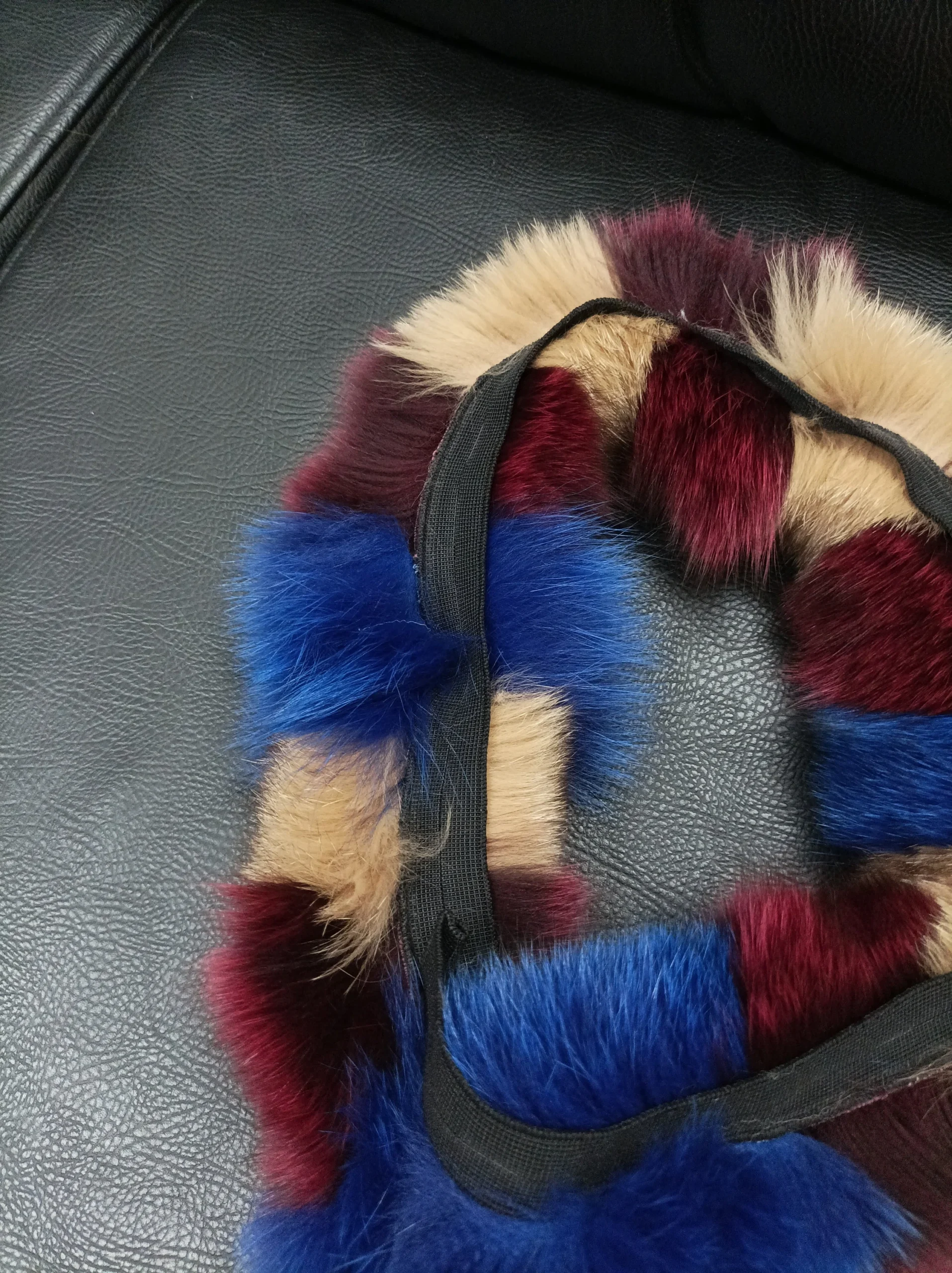 Multicolor Fox Fur Hood Trim, Fur Collar, Fur Scarf (73cm) - Image 4