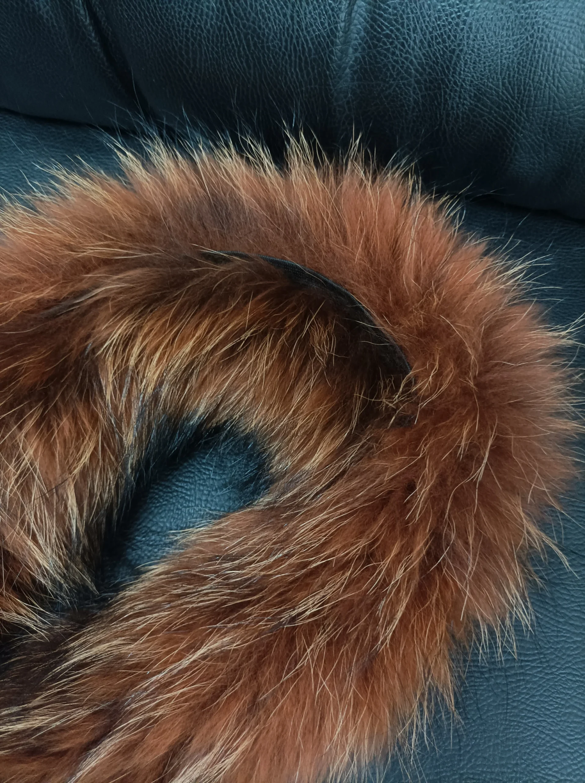 Fur hood trim, real finn raccoon hood trim,Keramidi color, fur collar, fur hood trim, fur scarf. - Image 6