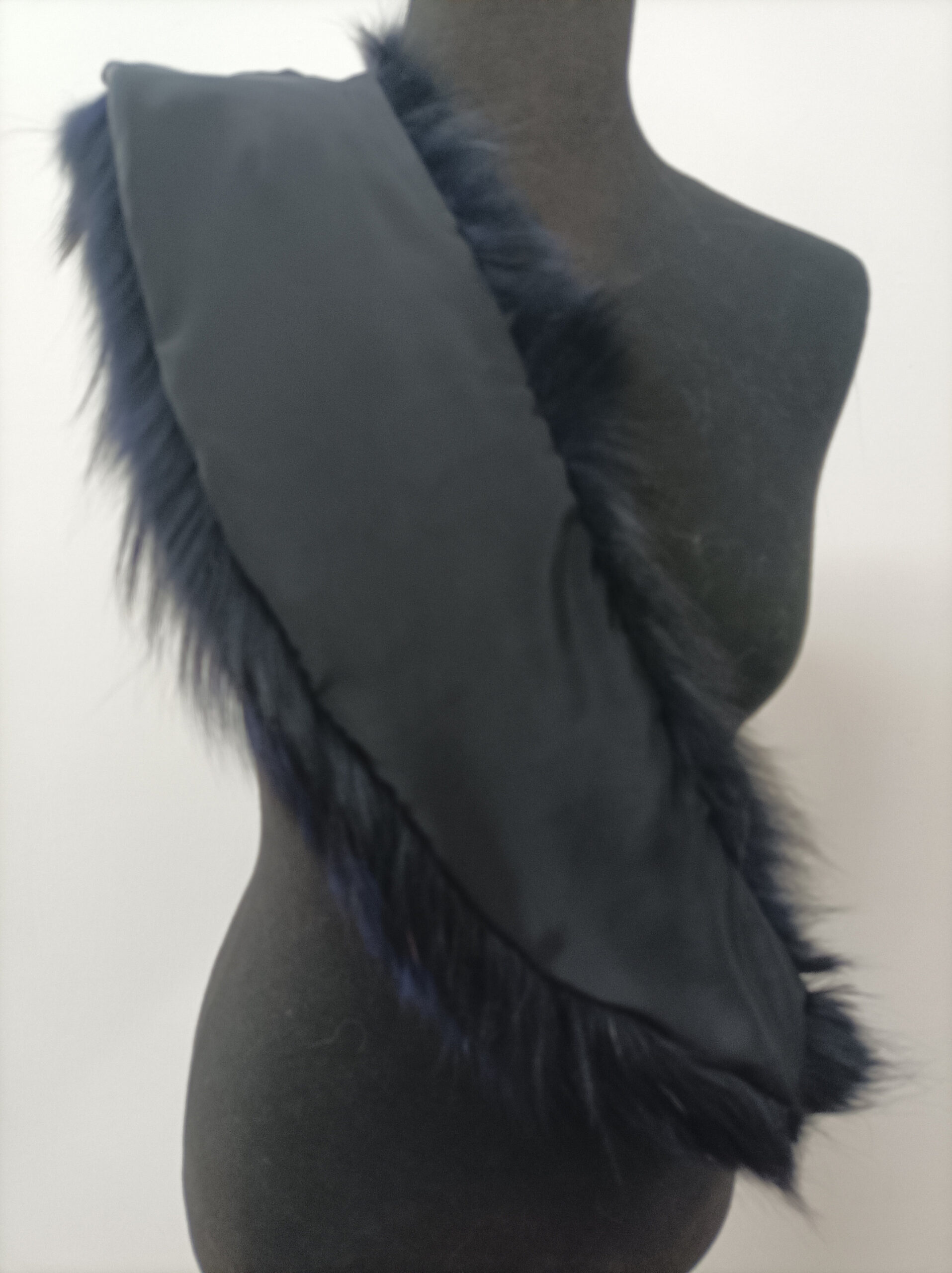 Fur collar, fox fur collar, realFur collar ,dark blue color, coat winter accessories - Image 4