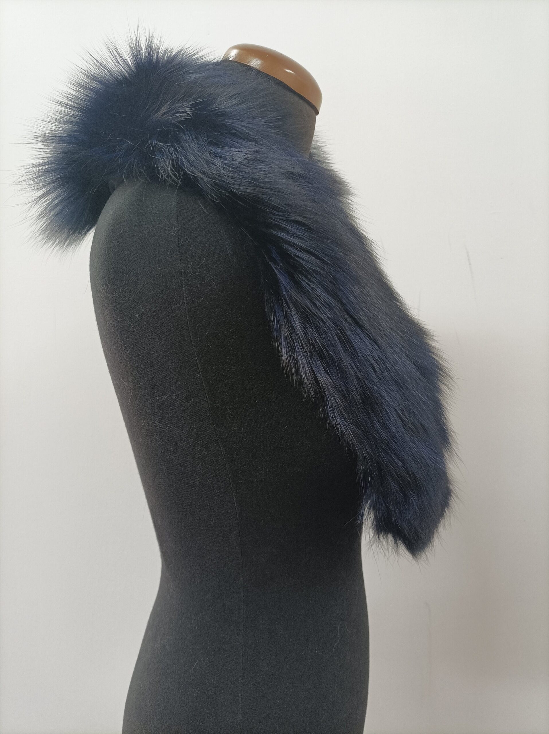 Fur collar, fox fur collar, realFur collar ,dark blue color, coat winter accessories - Image 2
