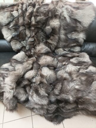 Fur blanket, real fox , fur blanket throw , frost color, Home warmer