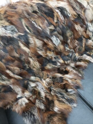 Real Fox fur blanket throw  gold and brown black color, Home warmer