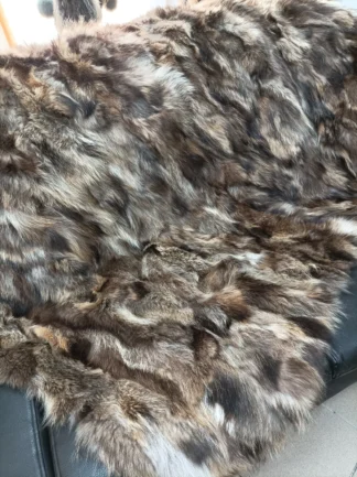 Real Finn raccoon fur blanket throw natural color, Home warmer