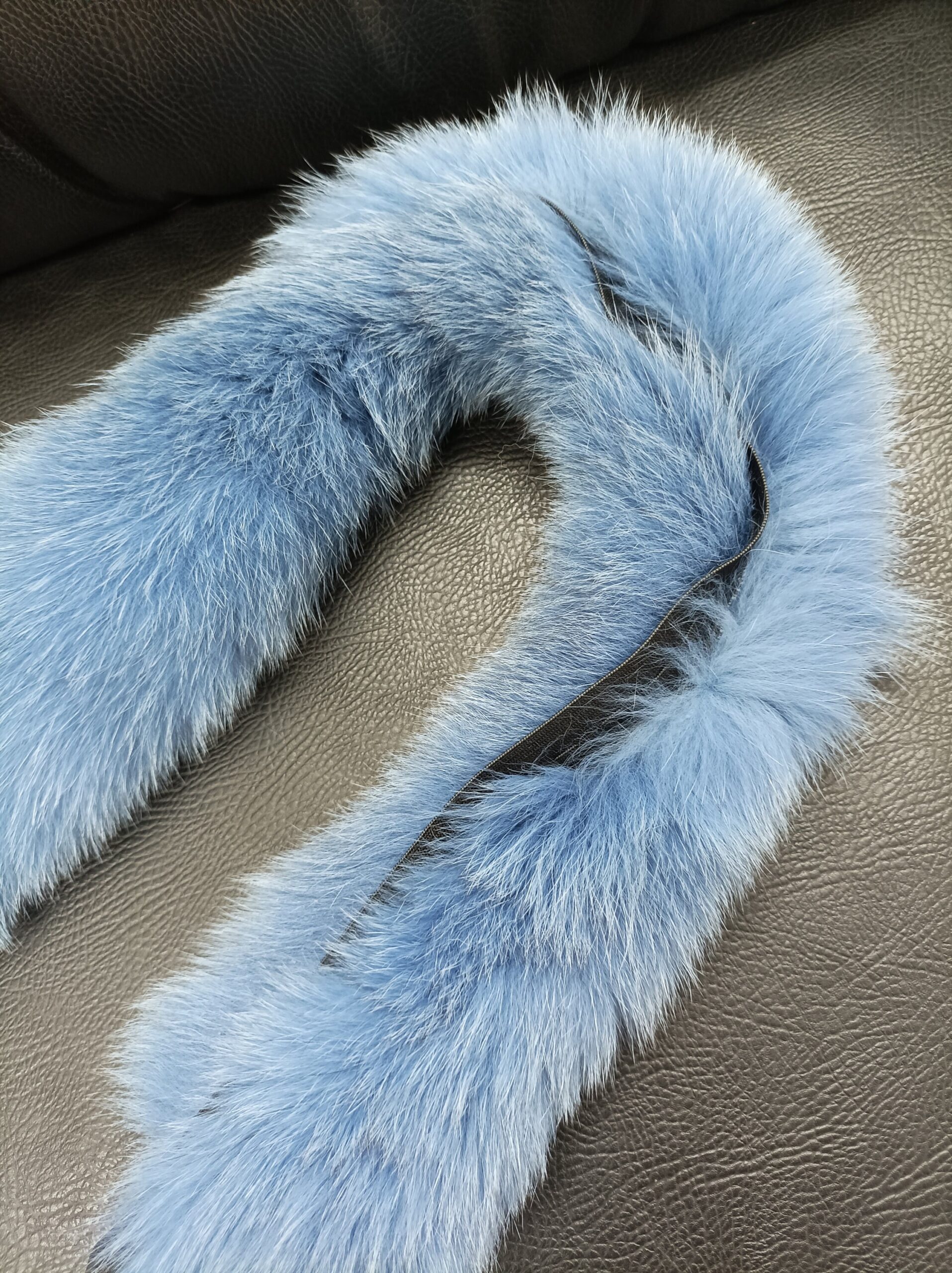 Blue Fox Fur Hood Trim: Fur Collar Scarf (73cm) - Image 3