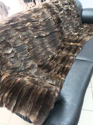 Real Orilak-Rex rabbit fur blanket throw, natural brown color, Home warmer