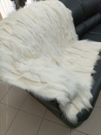 Real Fox fur blanket throw,white color, Home warmer