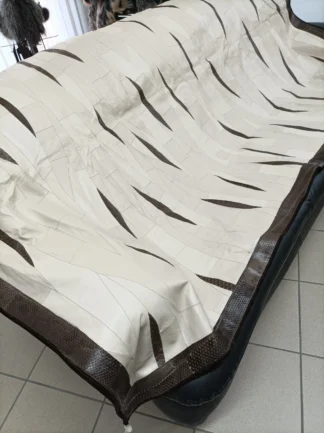 Leather blanket, beige and brown color ,sofa throw cover, Couch throws.