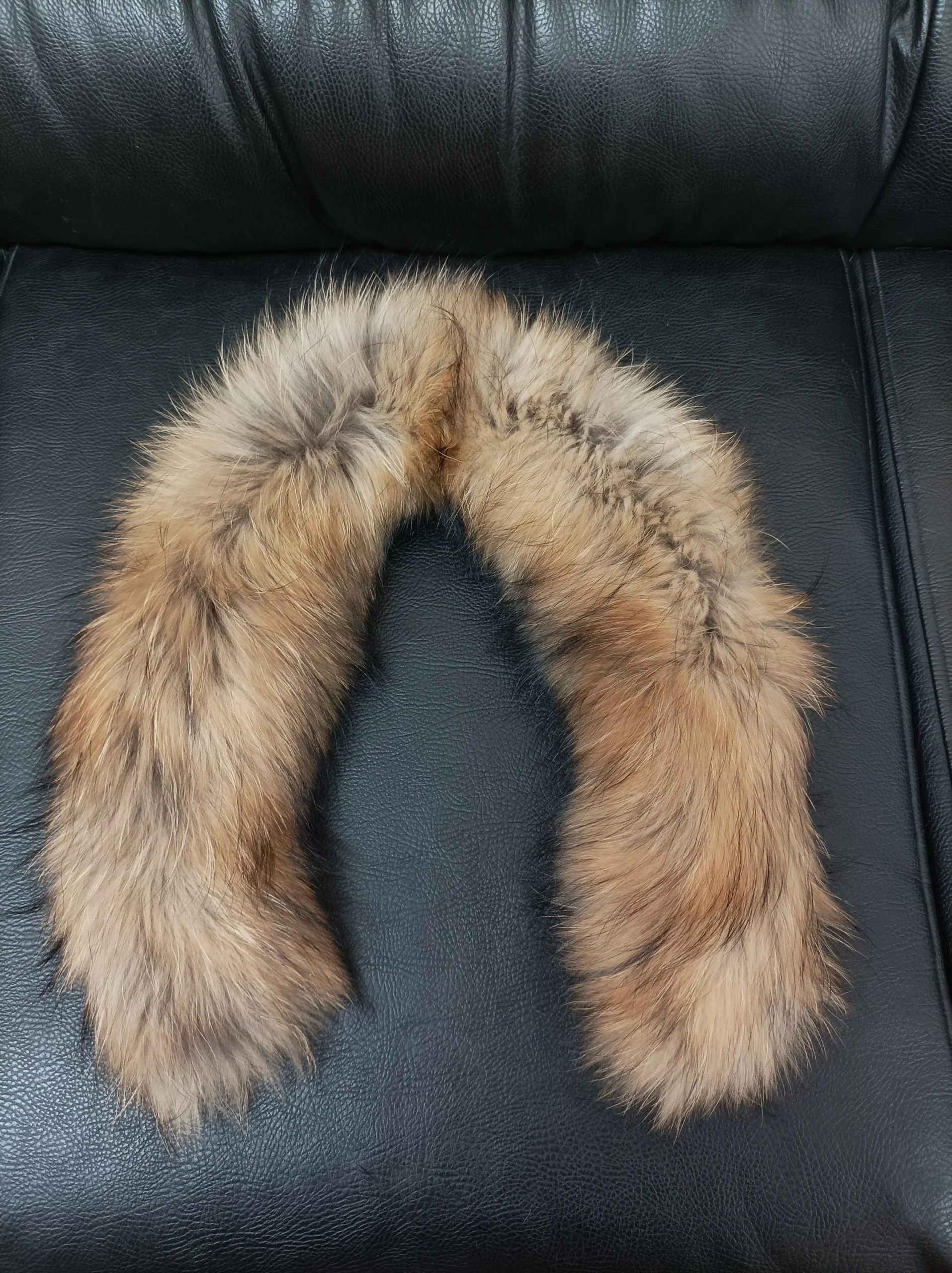 Fur hood trim, real finn raccoon hood trim,natural color, fur collar, fur hood trim, fur scarf. - Image 6