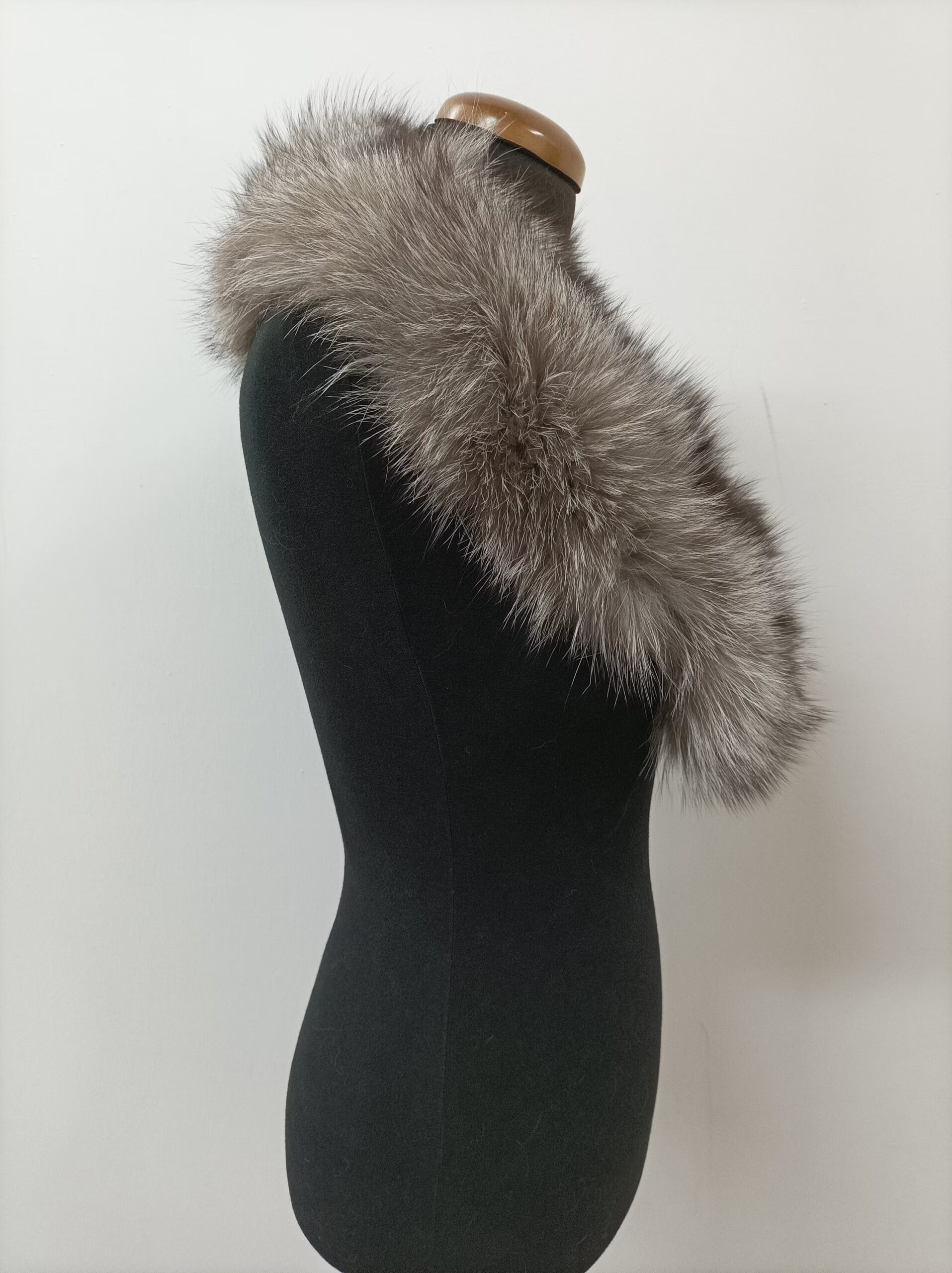 Fur collar, Fox fur collar, Real fur collar, silver and brown collor - Image 2