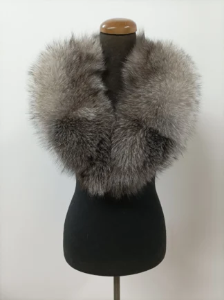 Fur collar, Fox fur collar, Real fur collar, silver and brown collor