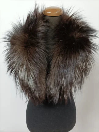 Fur collar, Fox fur collar, Real fur collar, brown and silver collor