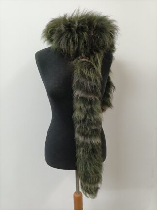 Fur finn Raccoon multicolor long scarf fluffy and thick quality.
