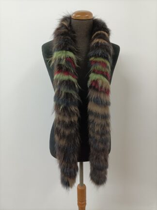 Fur finn Raccoon multicolor long scarf fluffy and thick quality.