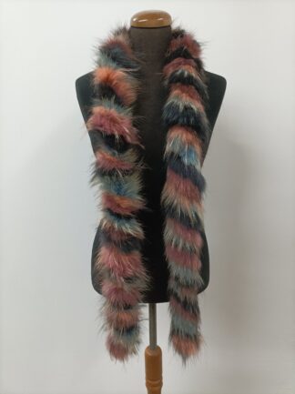 Fur finn Raccoon multicolor long scarf fluffy and thick quality.