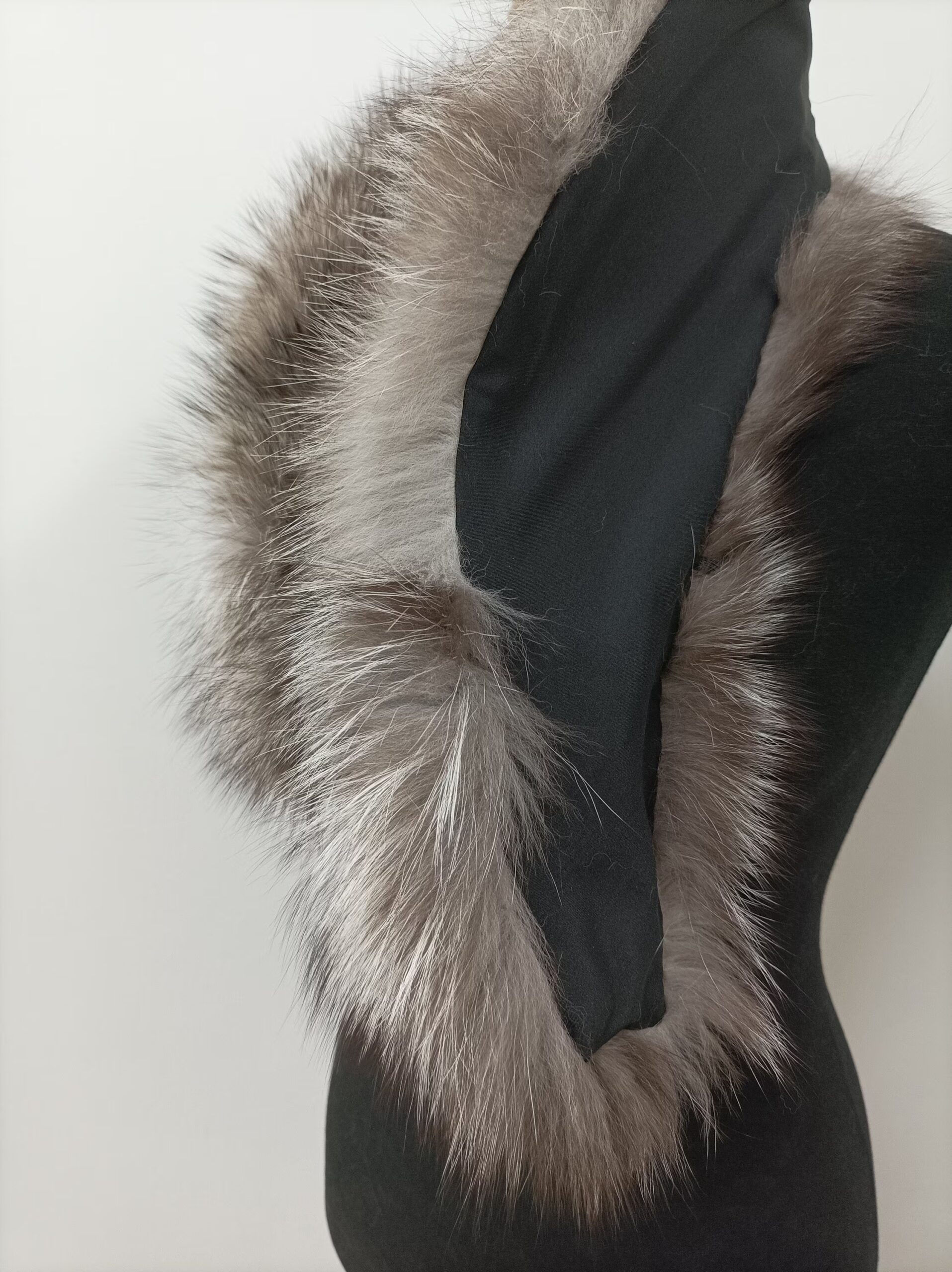 Fur collar, Fox fur collar, Real fur collar, silver and brown collor - Image 4