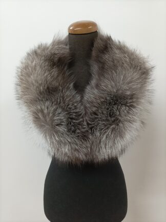 Fur collar, Fox fur collar, Real fur collar, silver and brown collor