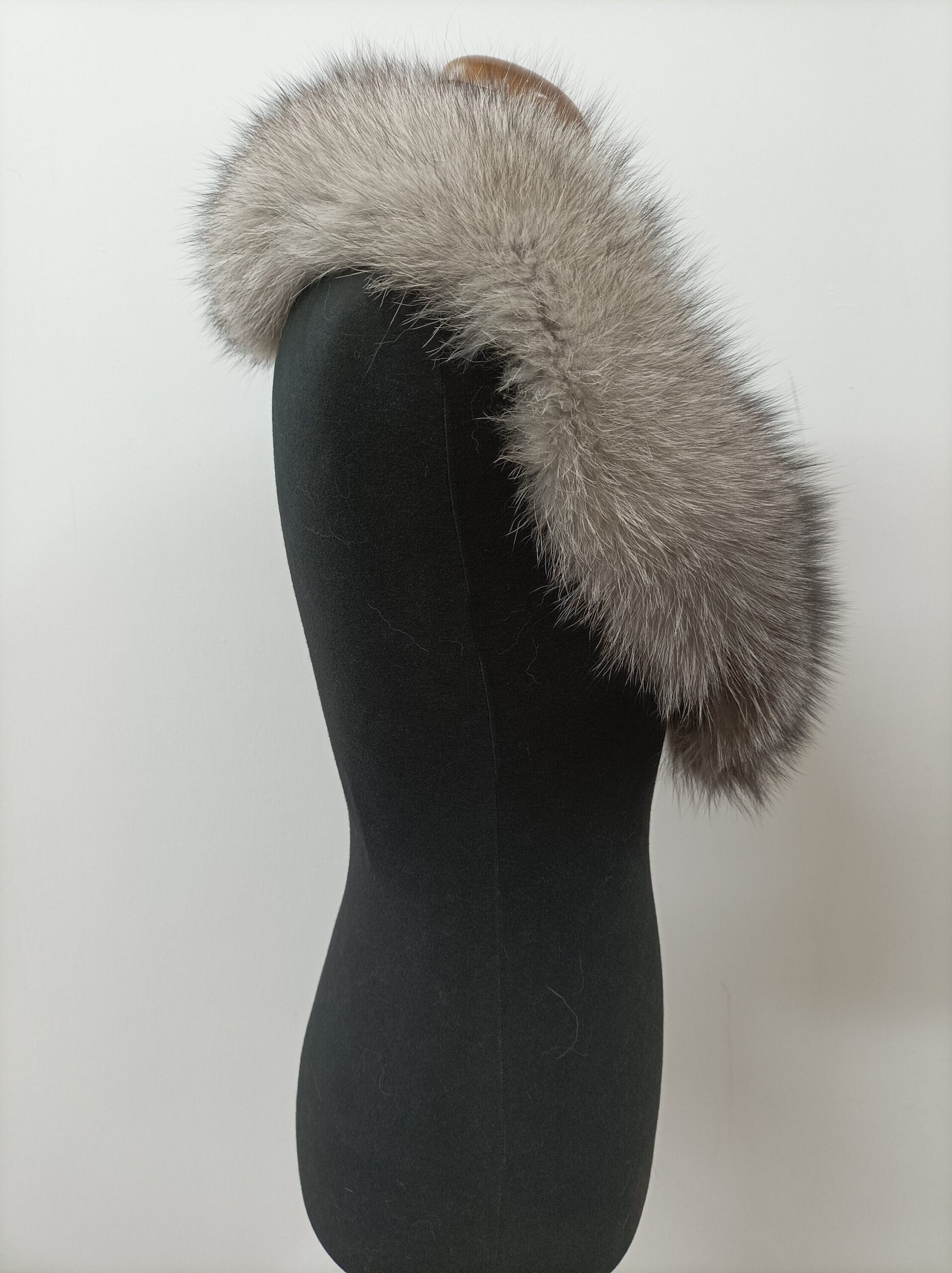 Fur collar, Fox fur collar, Real fur collar, silver and brown collor - Image 4