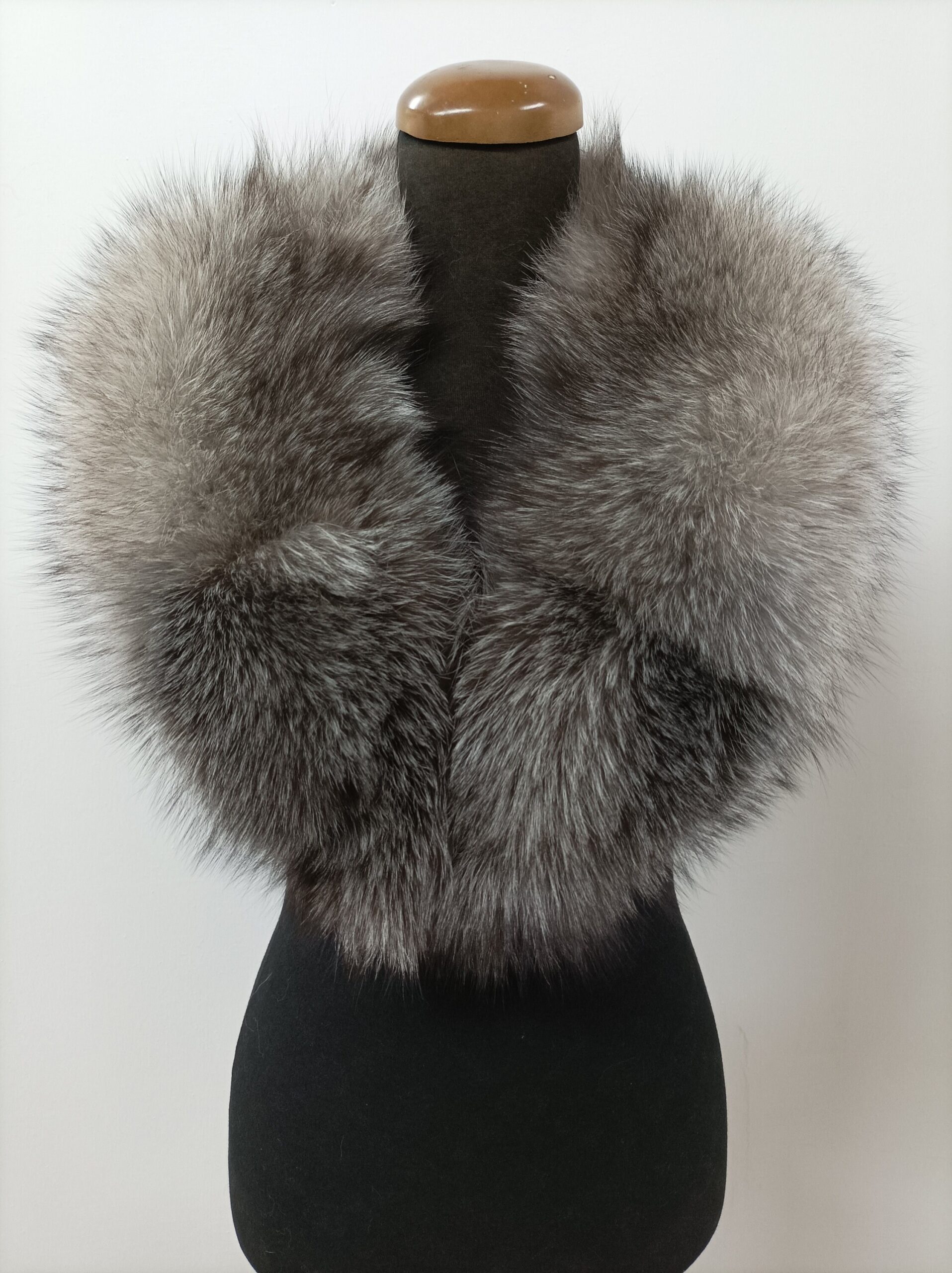 Fur collar, Fox fur collar, Real fur collar, silver and brown collor - Image 5