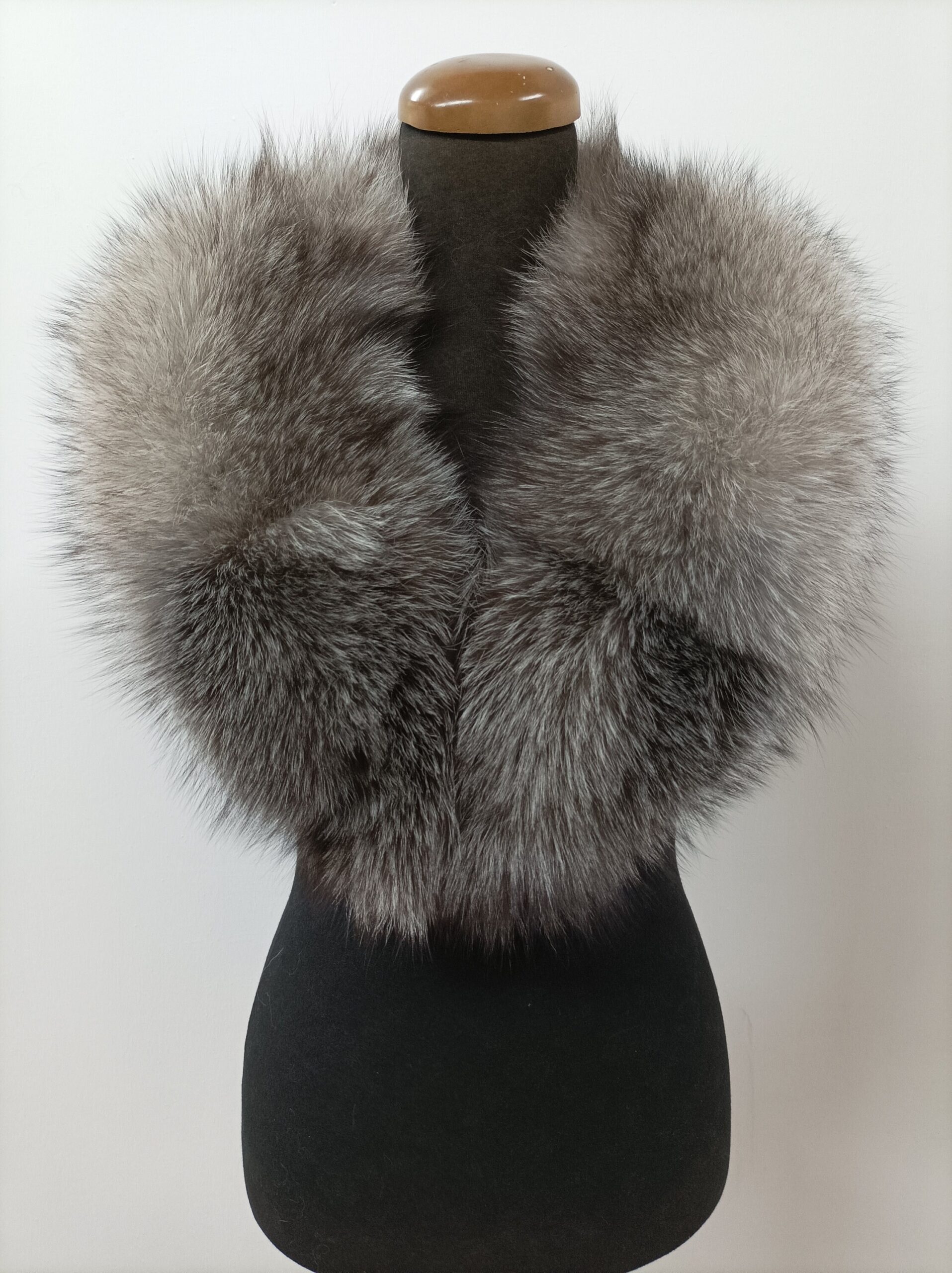 Fur collar, Fox fur collar, Real fur collar, silver and brown collor - Image 6