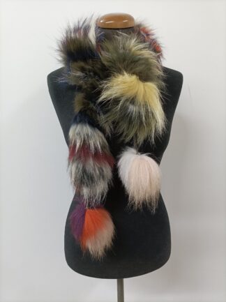 Fur finn Raccoon multicolor pon pon design scarf fluffy and thick quality.
