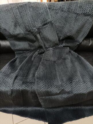 Real Rabbit fur shorn with patterns blanket throw gray dark-anthracite color, Home warmer