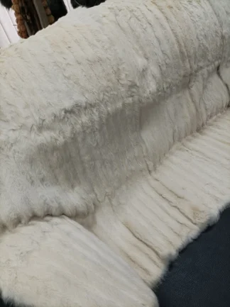 Real Rabbit fur shorn with patterns blanket throw beige color, Home warmer