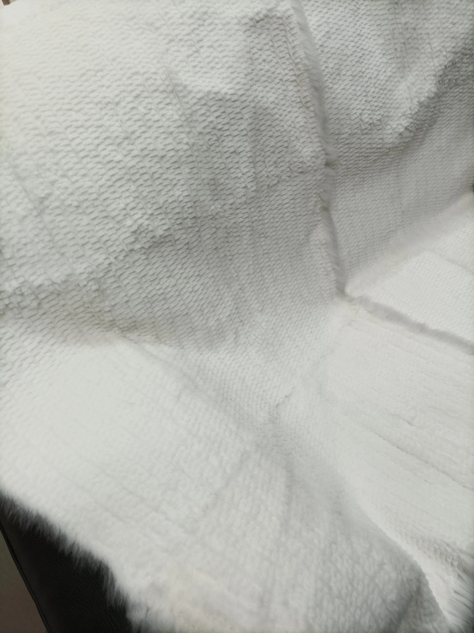 Real Rabbit fur shorn with patterns blanket throw white color, Home warmer - Image 5