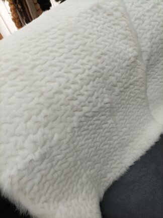Real Rabbit fur shorn with patterns blanket throw white color, Home warmer