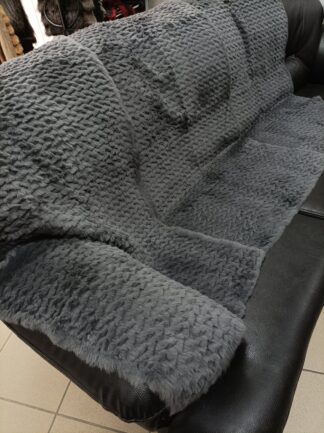 Real Rabbit fur shorn with patterns blanket throw gray color, Home warmer