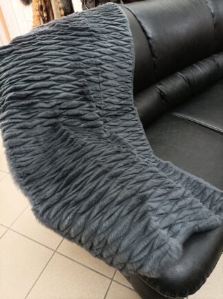 Real Rabbit fur shorn with patterns blanket throw,gray dark- anthracite color,Home warmer