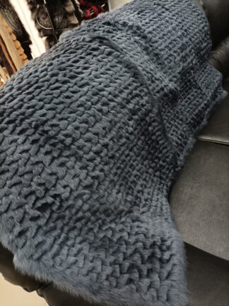 Real Rabbit fur shorn with patterns blanket throw gray color, Home warmer
