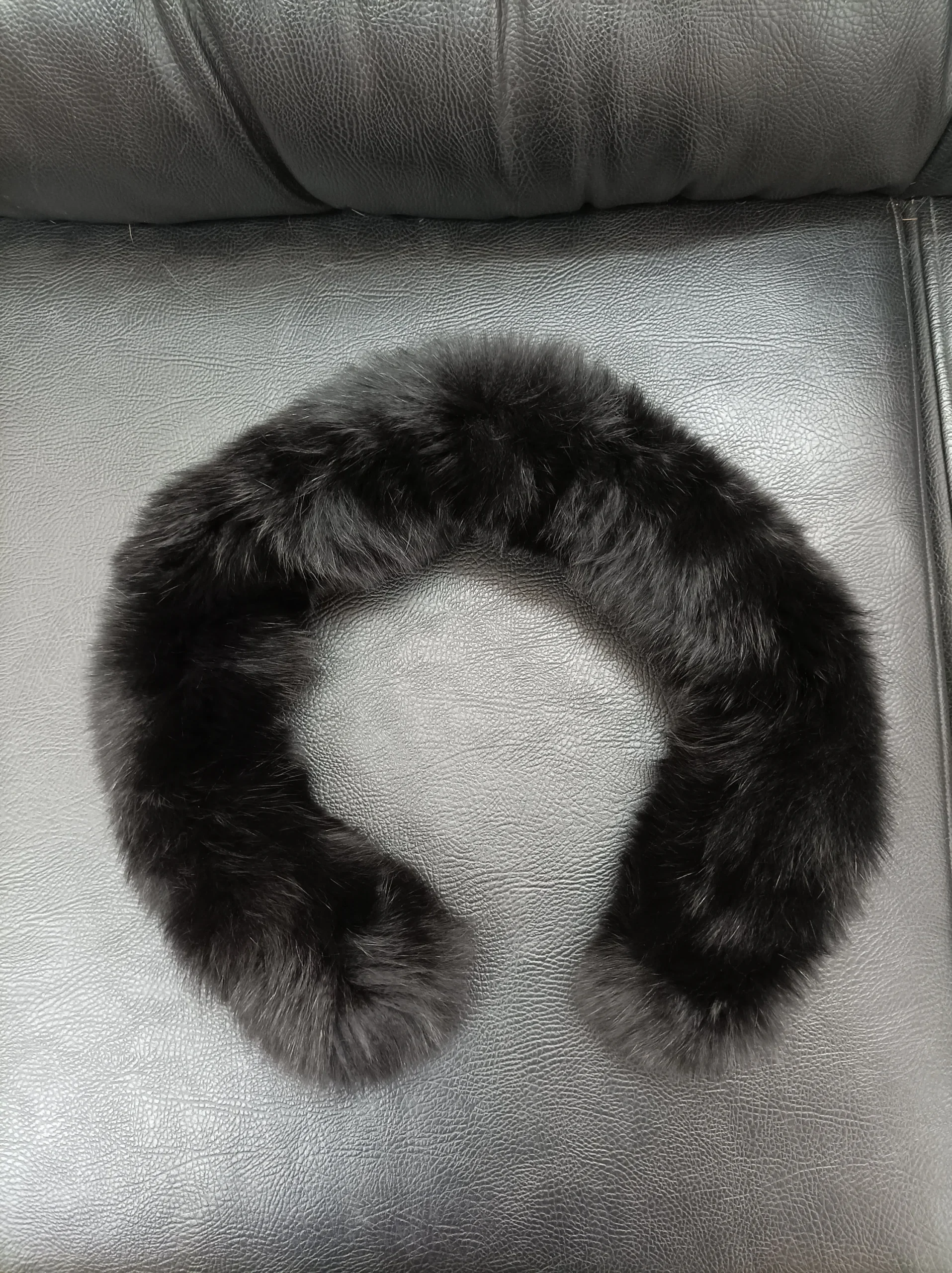 Fur fox trim for hood black color/ Fur strips accessories for jackets and coats/ unisex mens womans - Image 4