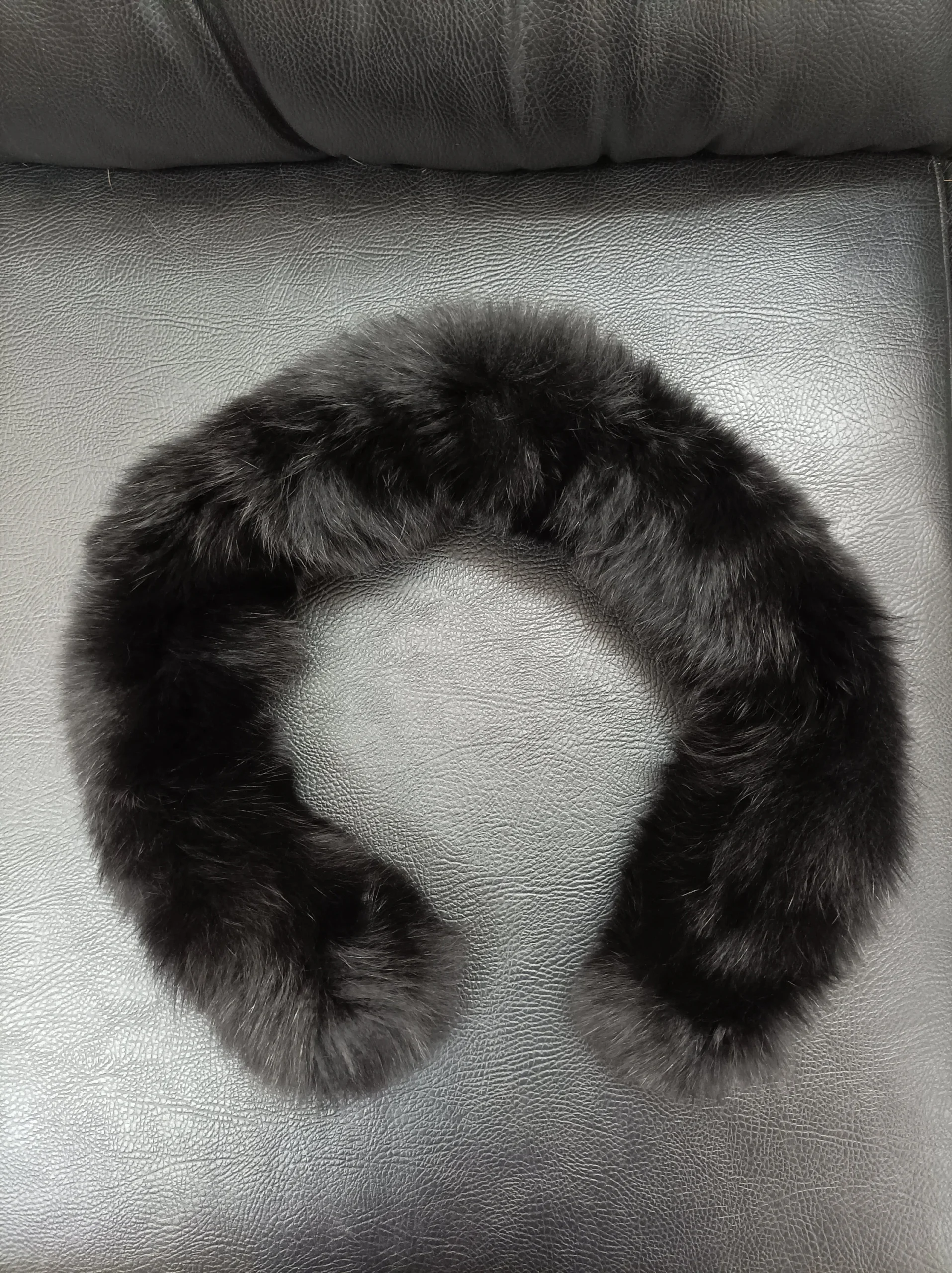 Fur fox trim for hood black color/ Fur strips accessories for jackets and coats/ unisex mens womans - Image 5