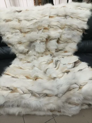 Fur blanket, real fox throw ,golden color, Home warmer