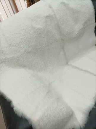 Real Rabbit fur shorn with patterns blanket throw white color, Home warmer