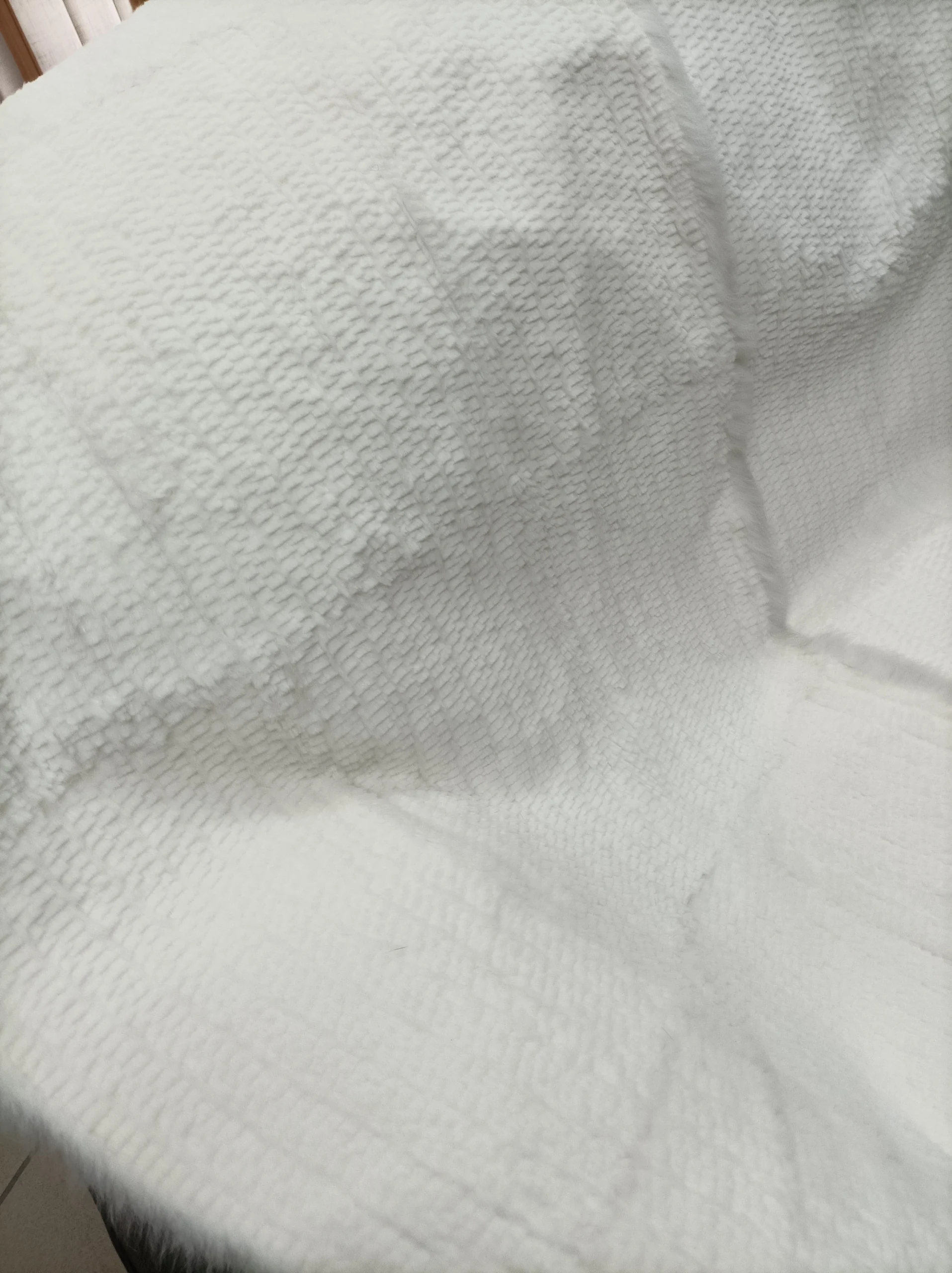 Real Rabbit fur shorn with patterns blanket throw white color, Home warmer - Image 3