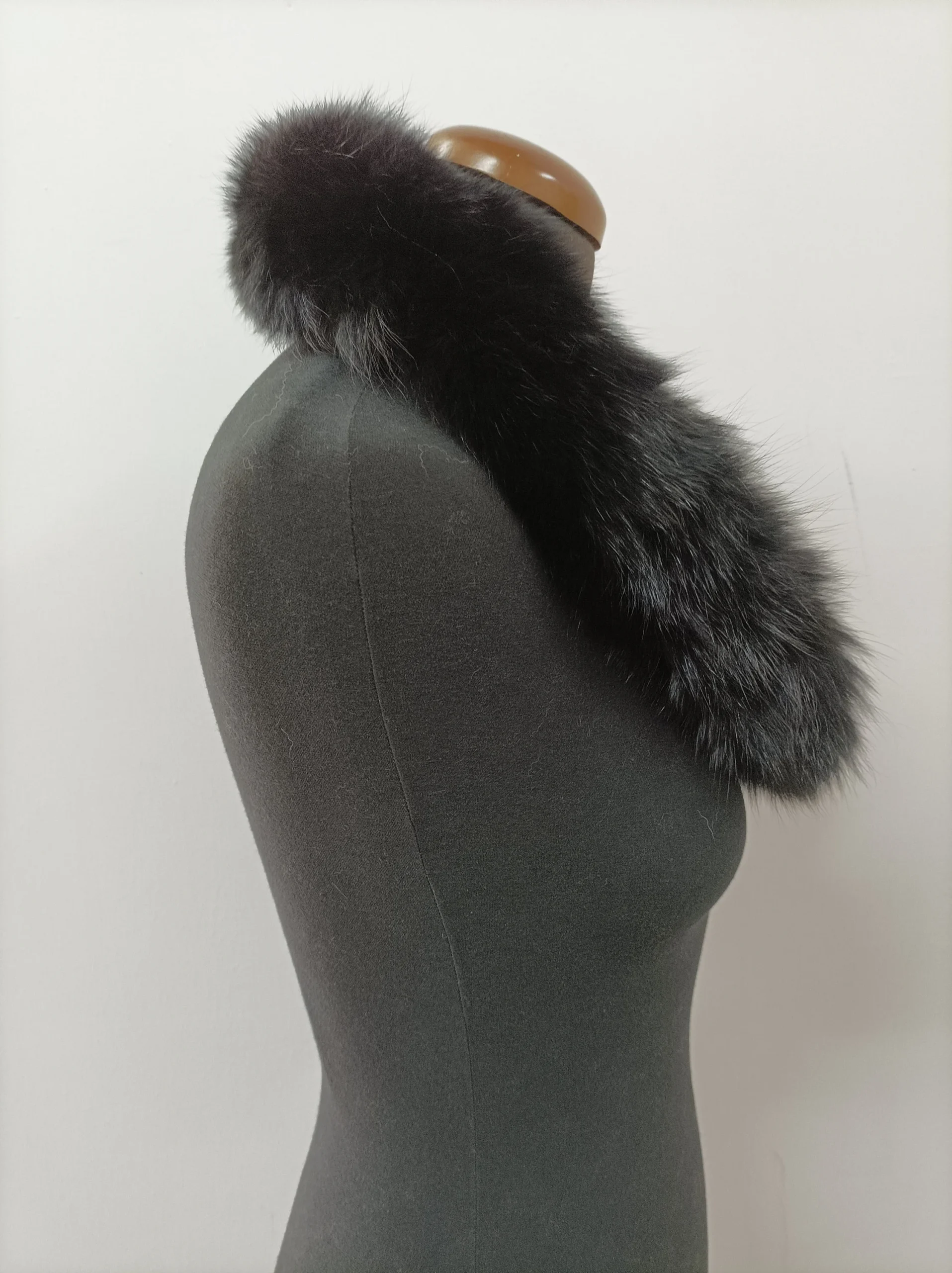 Fur fox trim for hood black color/ Fur strips accessories for jackets and coats/ unisex mens womans - Image 2