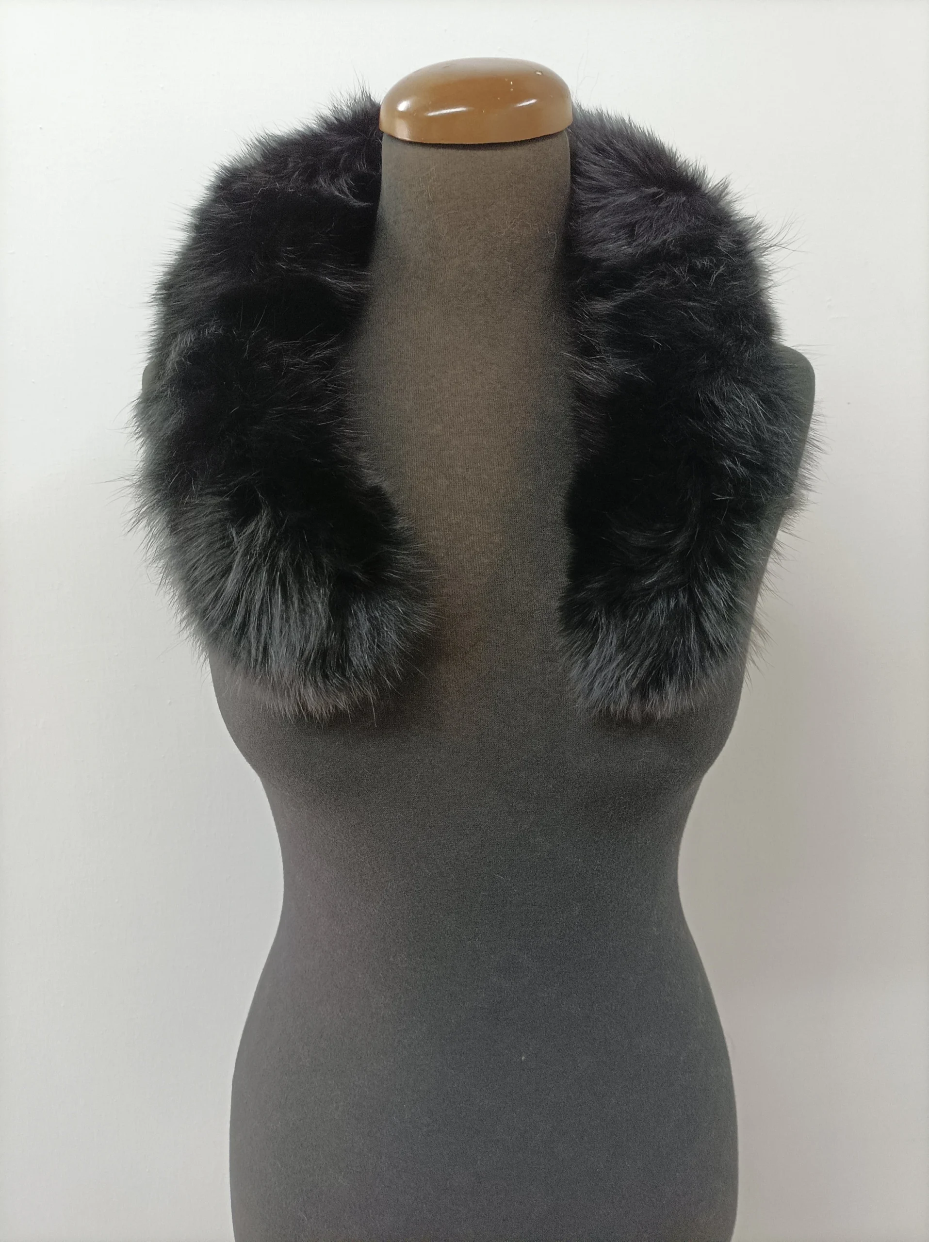 Fur fox trim for hood black color/ Fur strips accessories for jackets and coats/ unisex mens womans