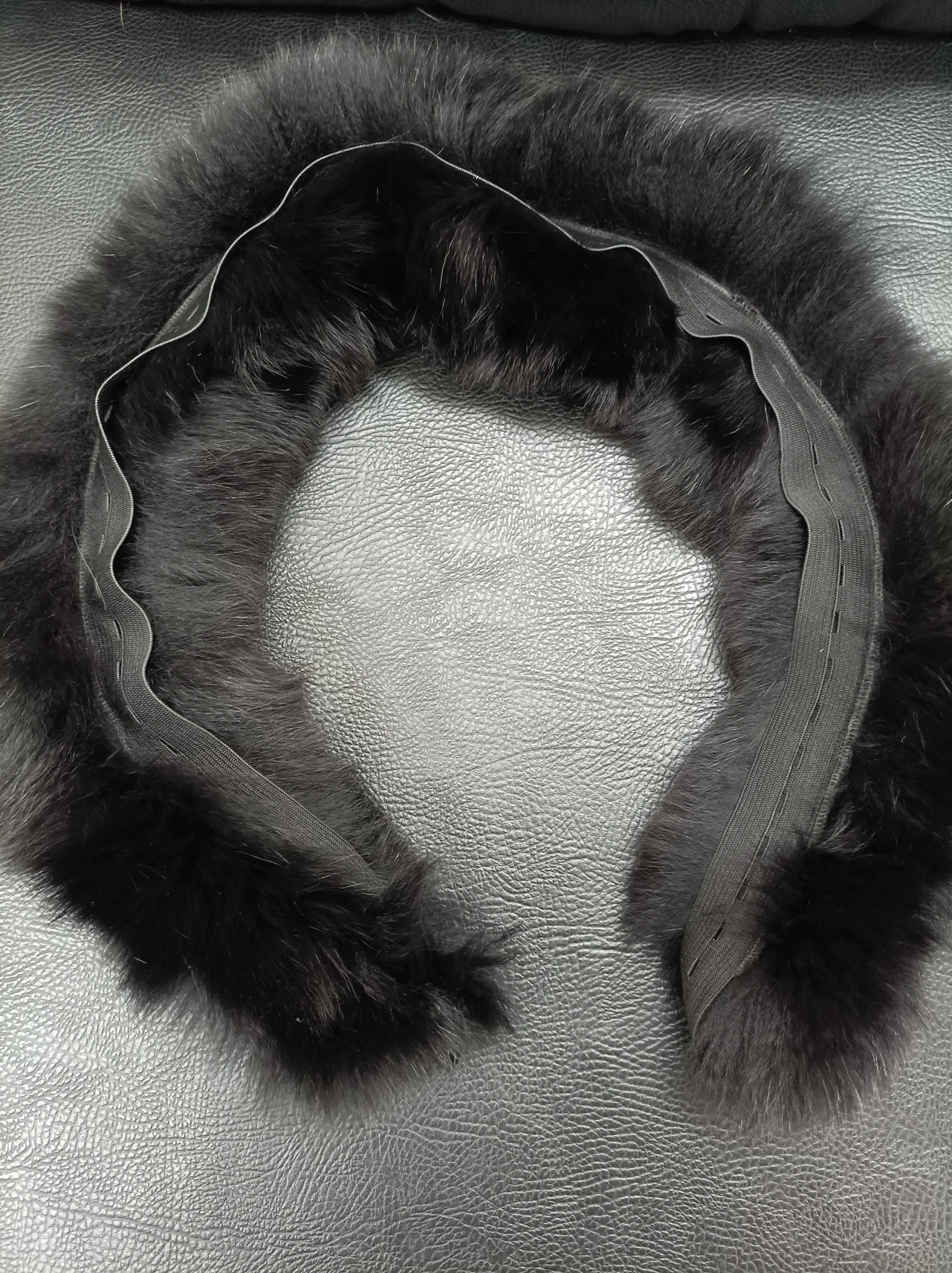 Fur fox trim for hood black color/ Fur strips accessories for jackets and coats/ unisex mens womans - Image 3