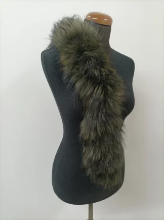 Green Finn Raccoon Fur Hood Trim: Coat Collar Scarf (73cm)