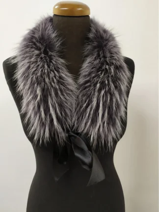 Gray Finn Raccoon Fur Collar: Natural Winter Coat Accessory