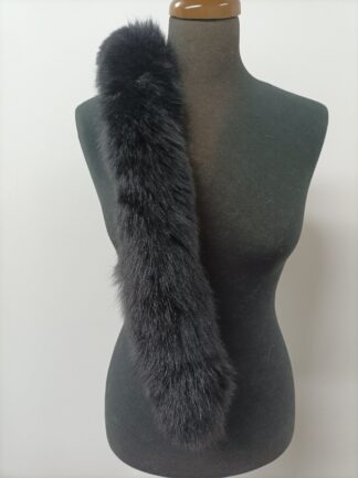 Fur fox trim for hood black color/ Fur strips accessories for jackets and coats/ unisex mens womans