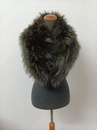 Fur collar, Fin raccoon fur collar, Real fur collar, green collor