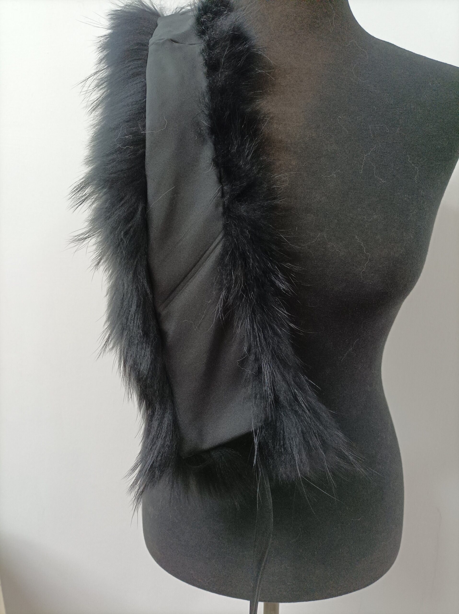 Fur collar,finn raccoon high quality, fur collar ,black color, coat winter accessories - Image 2