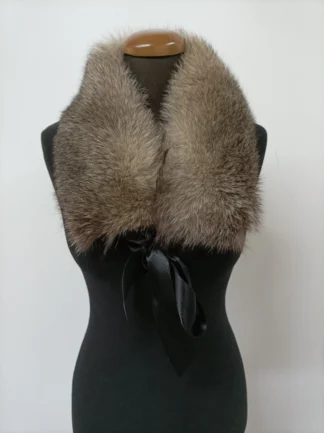 Real Fox Fur Collar: Soft Silver Brown Fur