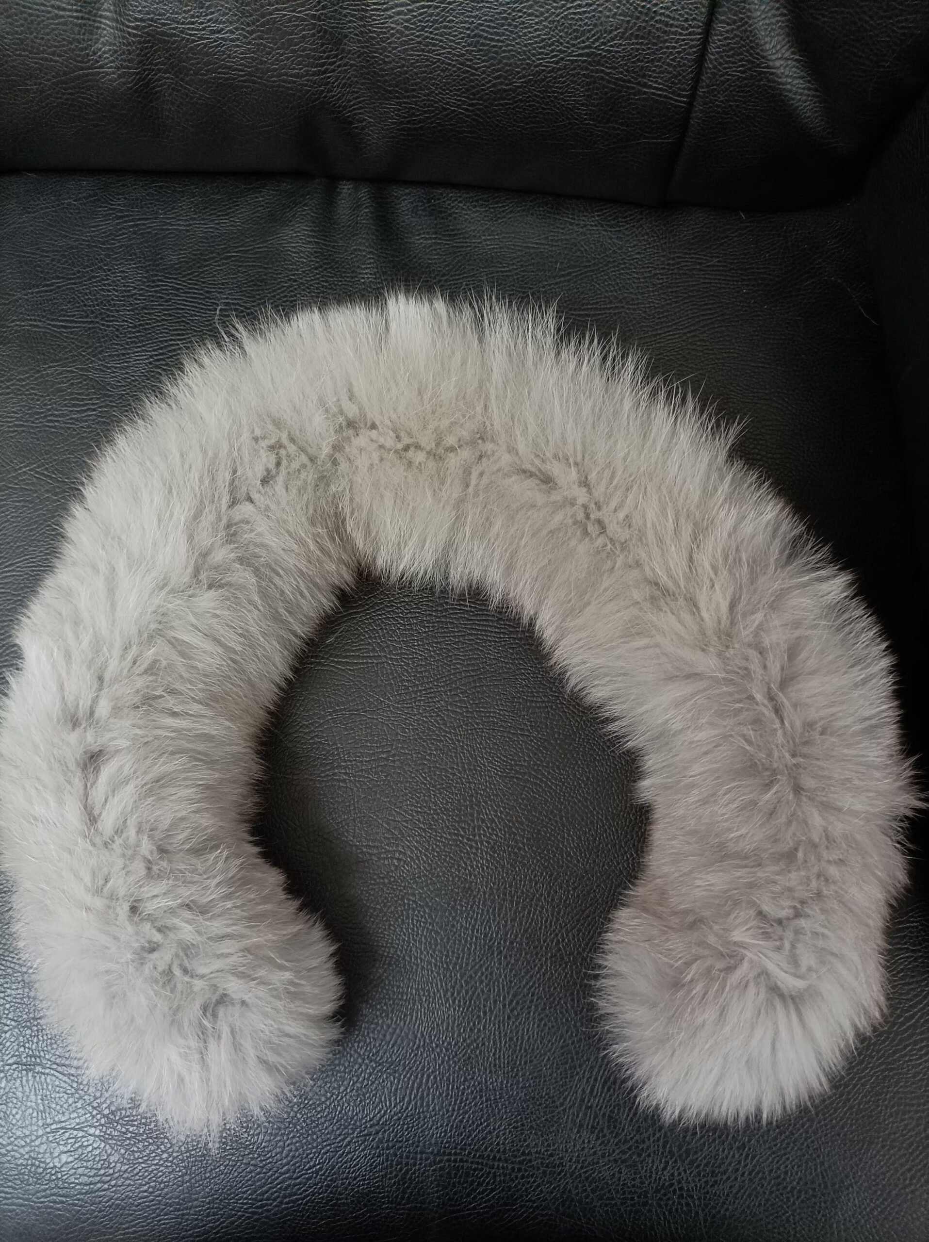 Fur hood trim, real fox hood trim, fur collar, gray color, fox fur hood trim, fur scarf. - Image 5
