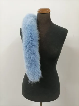 Siel Blue Fox Fur Hood Trim: Real Fur Collar Scarf (73cm)