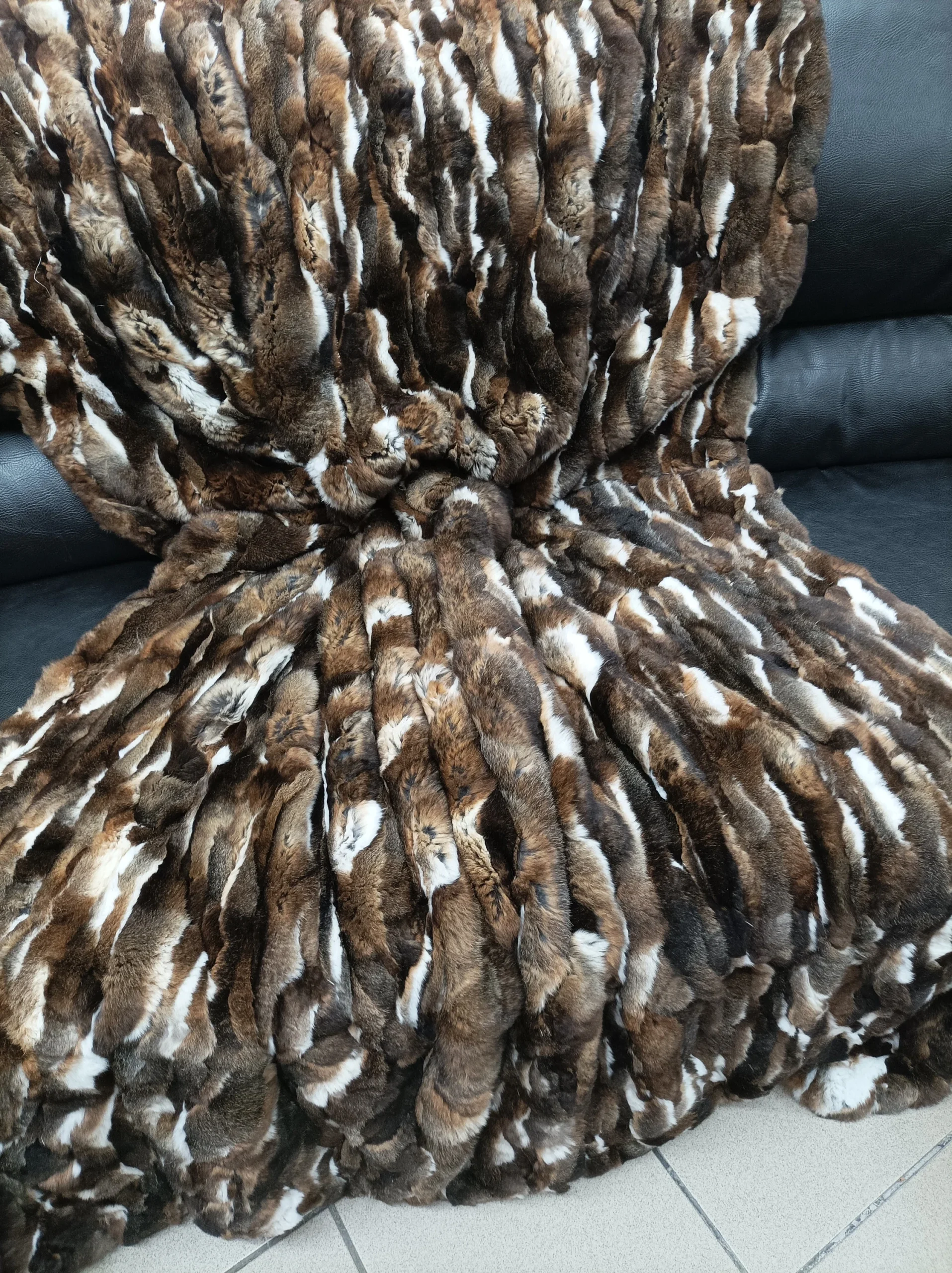 Real Orilak-Rex rabbit fur blanket throw, natural brown color, Home warmer - Image 6