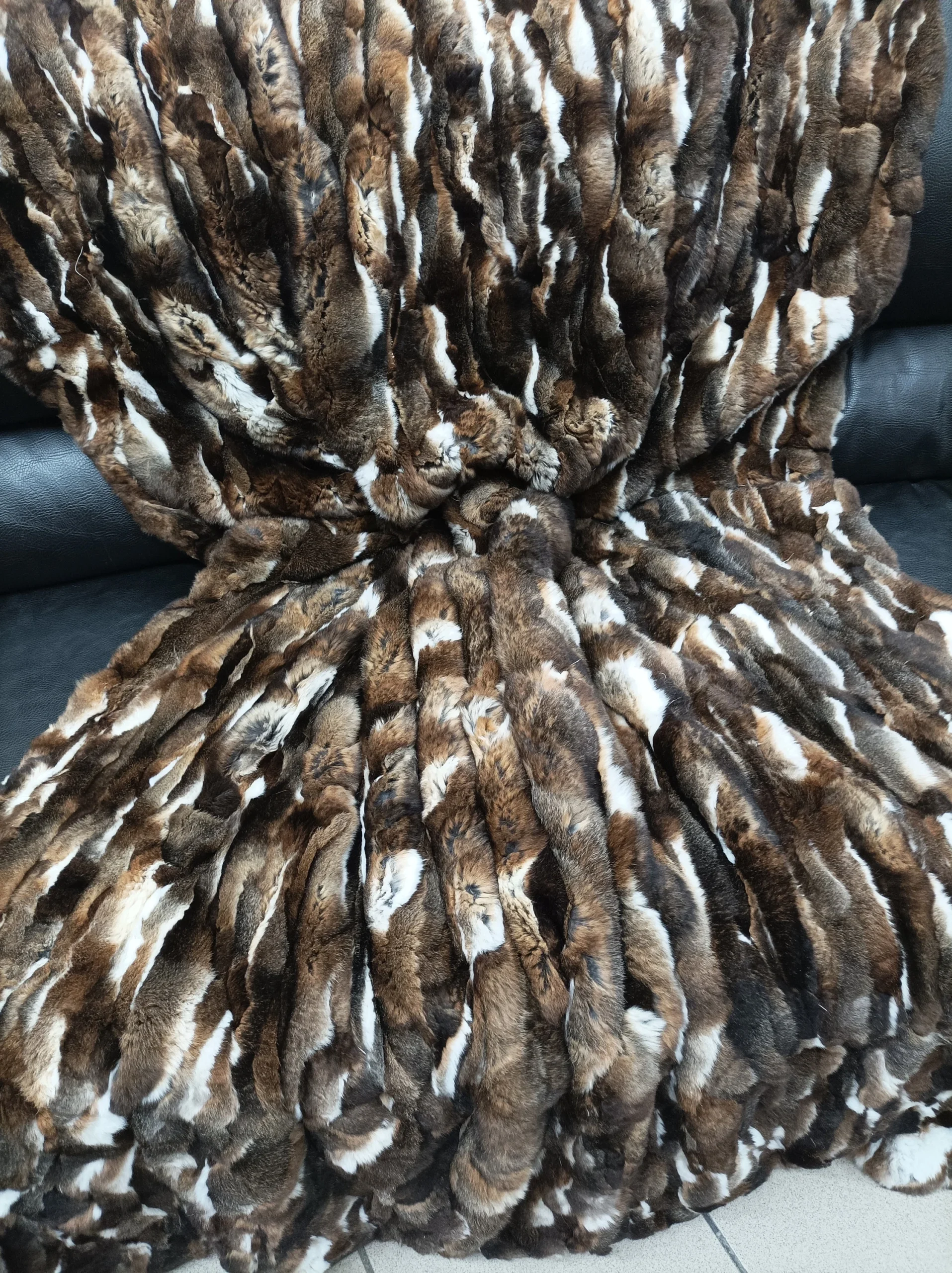 Real Orilak-Rex rabbit fur blanket throw, natural brown color, Home warmer - Image 7