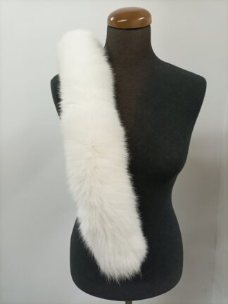 White Fox Fur Hood Trim: Sew-On Fur Collar (73cm)